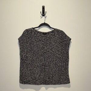 Eileen Fisher Black and White Short Sleeve Sweater